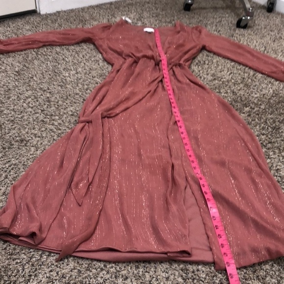 Francesca’s Collection Premier Amour Maxi Dress Size 2 Mauve Pink Gold Striped - Picture 10 of 10